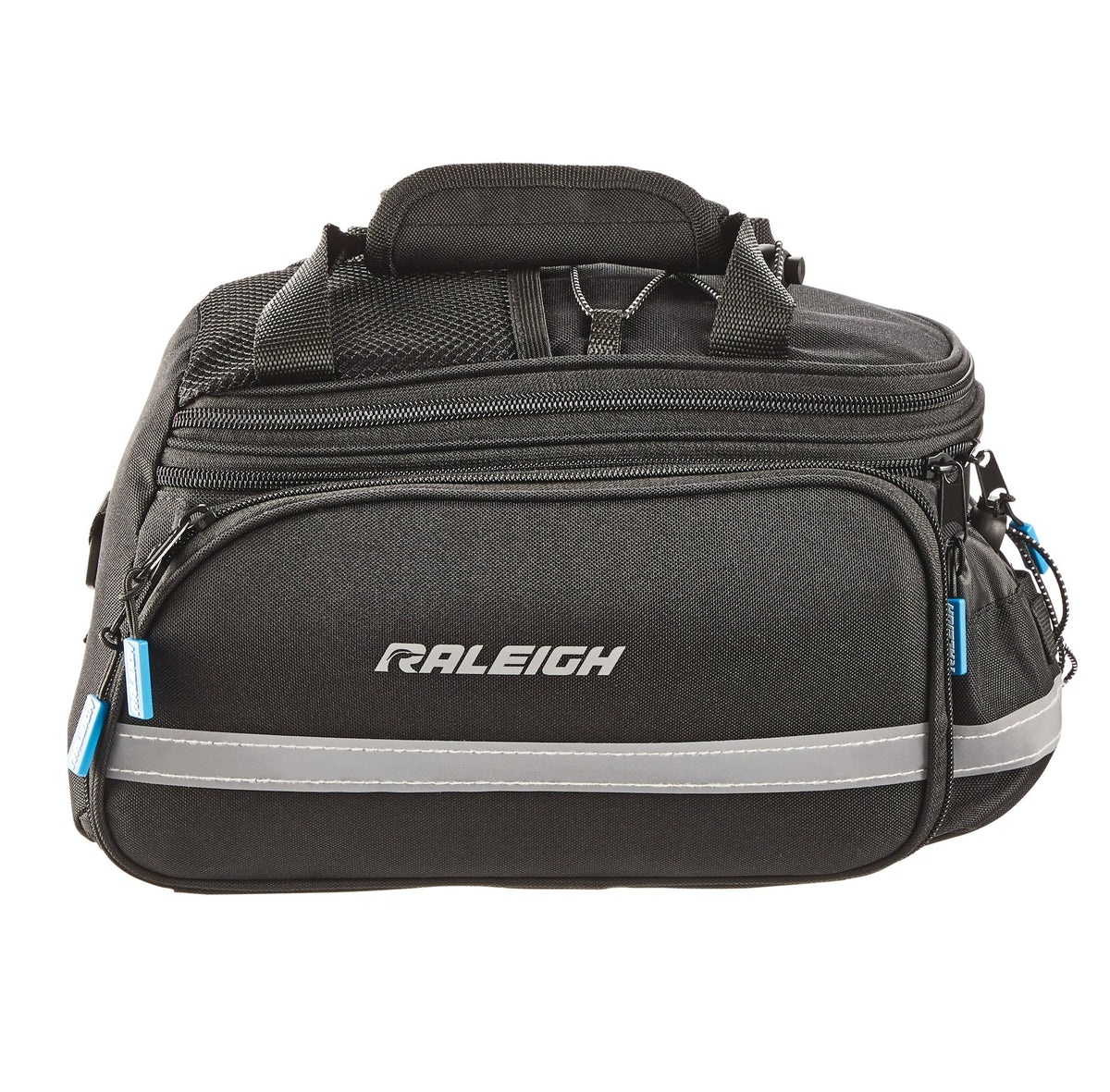 Expandable Rack Top Bike Bag withRemovable Carry Strap & Reflective Strip, Black