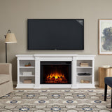 Eliot Grand Entertainment VividFlame Media Indoor Electric Fireplace TV Stand, 1500W, Includes Remote Control & Firebox, White