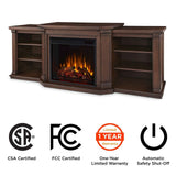 Valmont Media Indoor Electric Fireplace TV Stand, 74-in, 1500W, Includes Remote Control & Firebox, Chestnut Oak