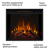 Valmont Media Indoor Electric Fireplace TV Stand, 74-in, 1500W, Includes Remote Control & Firebox, Dark Mahogany