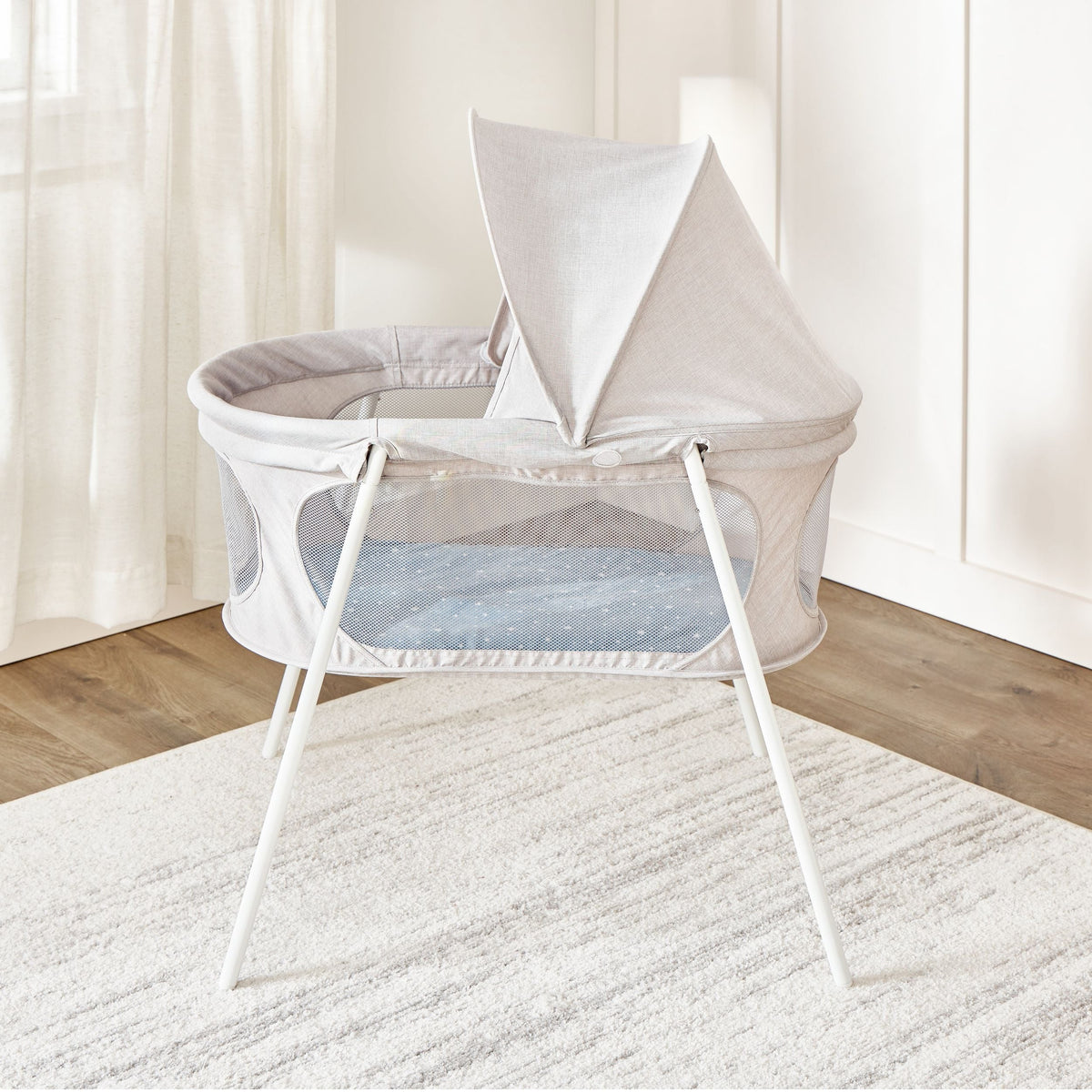 Baby Basics Infant Bassinet with Canopy, Grey
