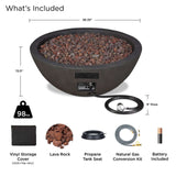 Riverside Round Concrete Gas Fire Pit in Shale, 36-in