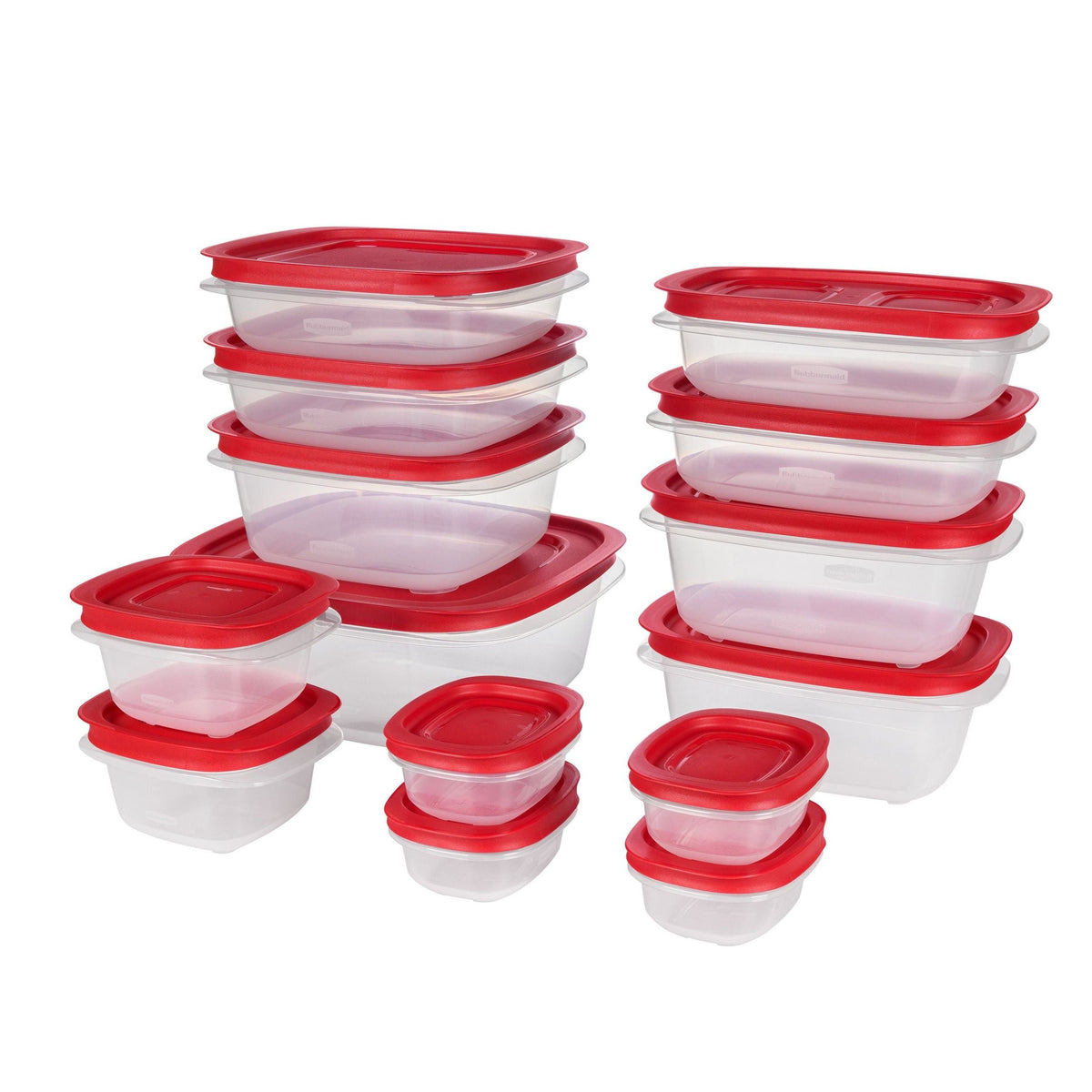 Easy Store Rectangular Plastic Food Storage Container Set, Microwave and Freezer Safe, 28-pc