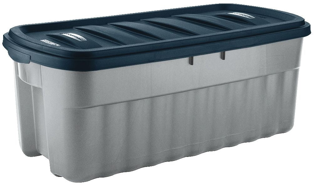Roughneck Jumbo Storage Box with Lid, 189-L, Grey/Blue