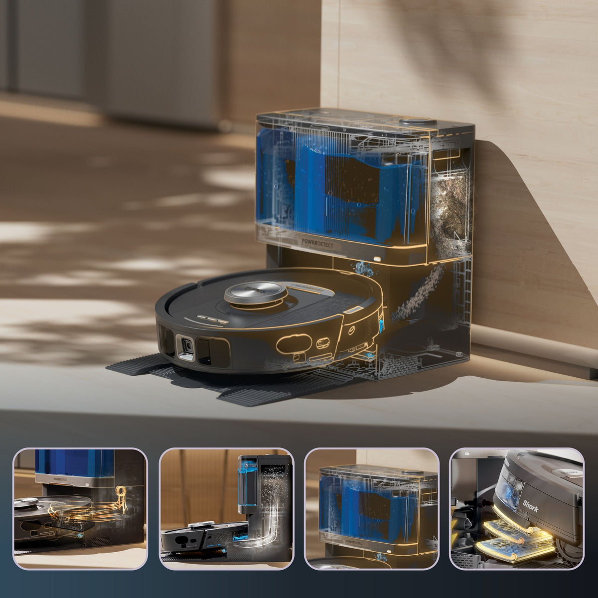 Shark PowerDetect 2-in-1 Robot Vacuum and Mop with NeverTouch Base, Self-Empty, Pet-Friendly, Advanced Edge Cleaning