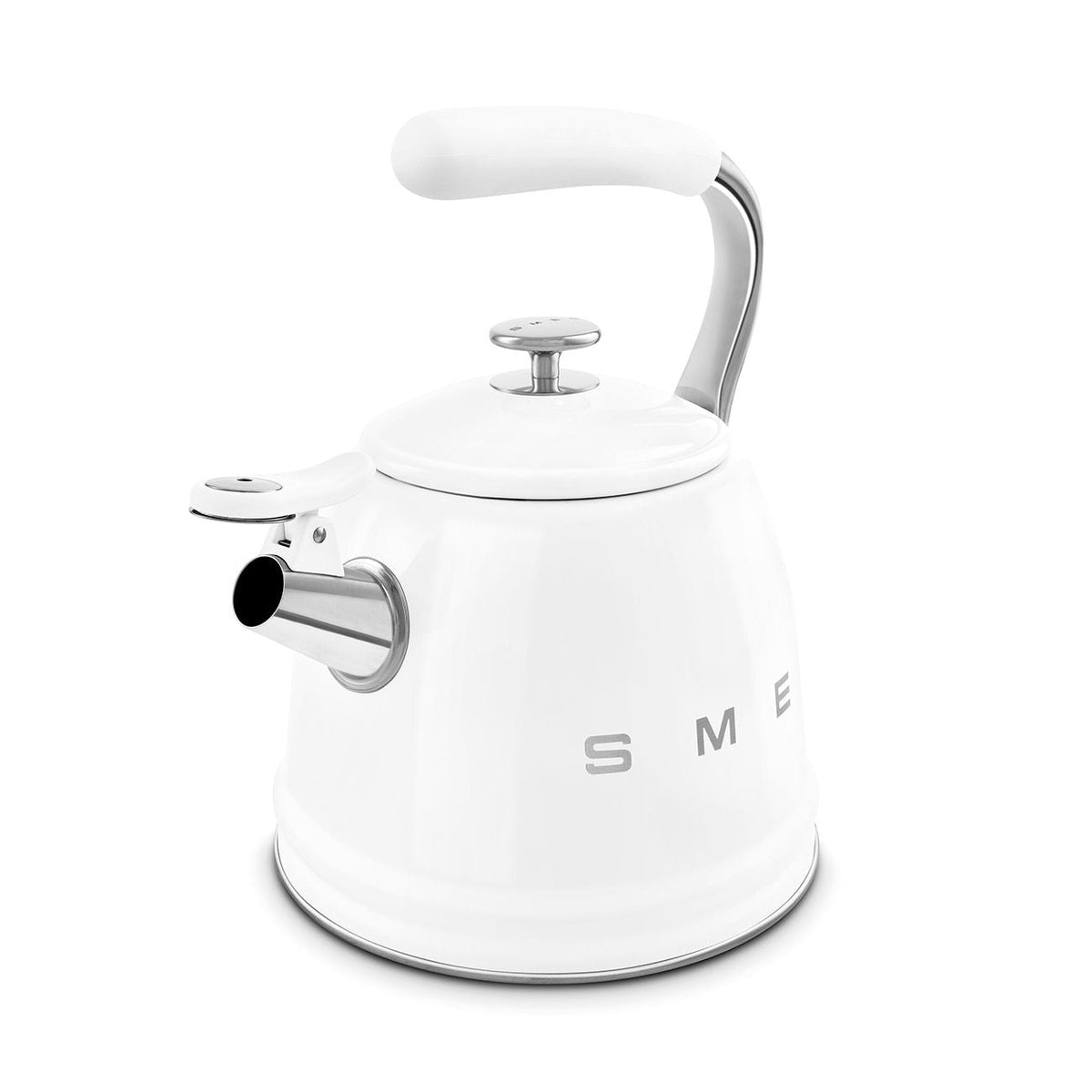 Traditional Stove Top Whistling Kettle, White, 2.3-L