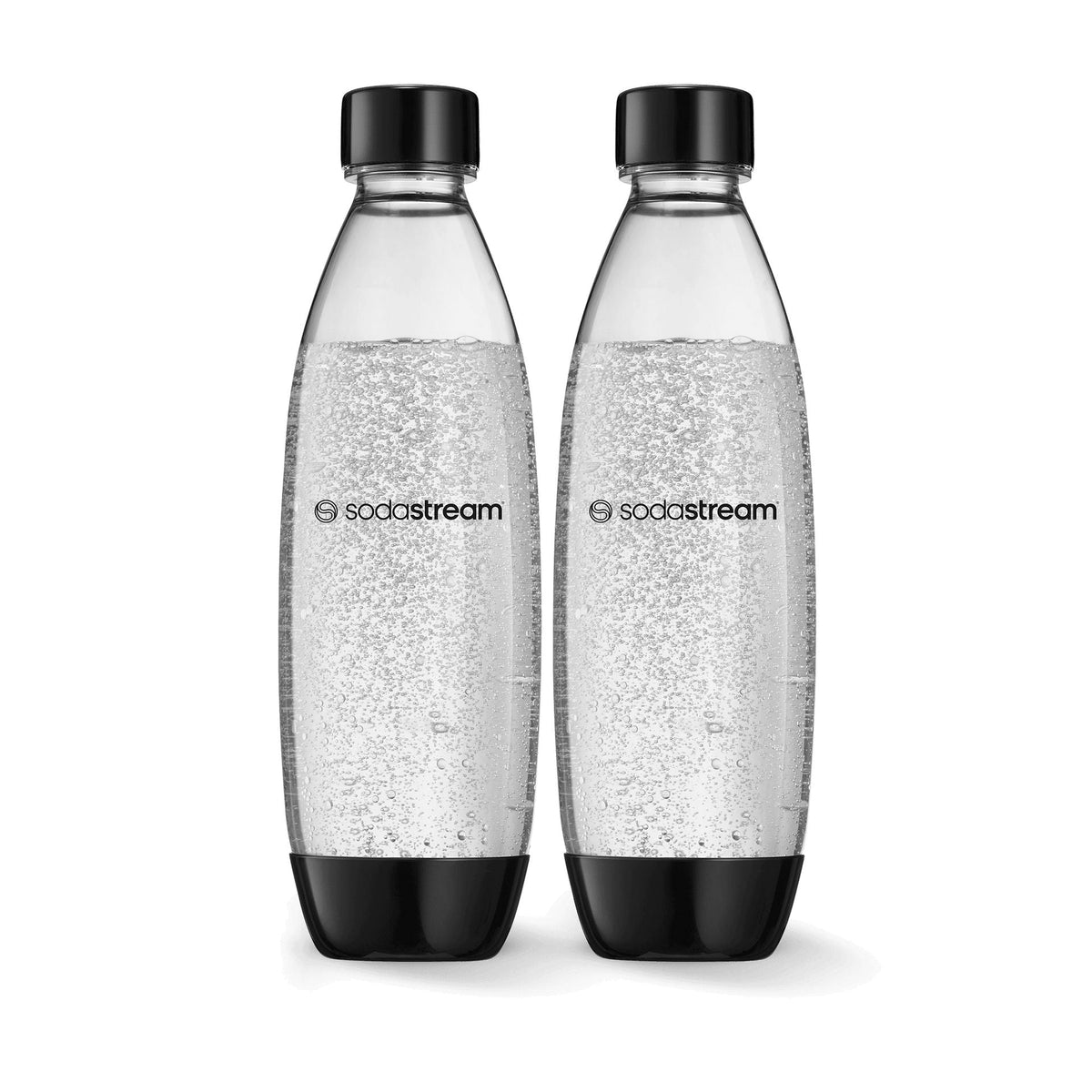 Slim Carbonating Bottle, Dishwasher Safe, BPA-Free, Black, 1-L, 2-pk