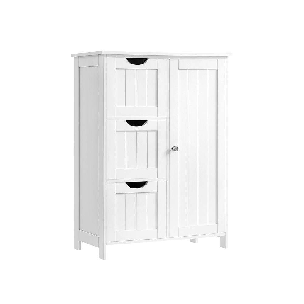3-Drawer White Home Cabinet with Adjustable Dividers