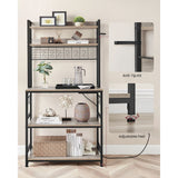 Home 5-Shelf Grey Baker's Rack with 4 AC Outlets