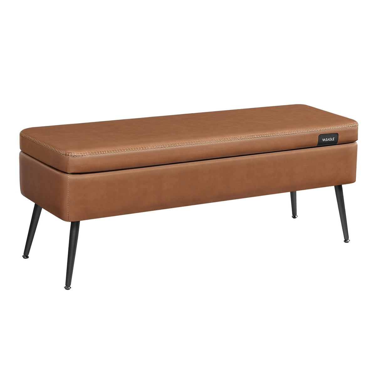 Home Caramel Brown Storage Bench with Steel Legs