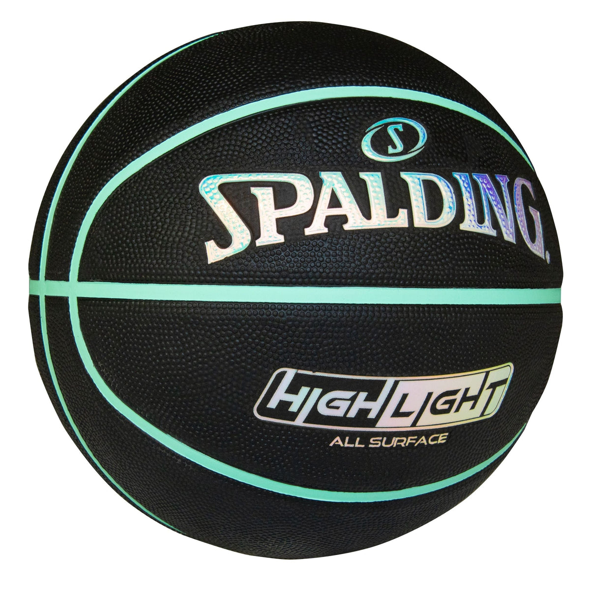 Highlight Foil Basketball, Black/Mint, Size 7