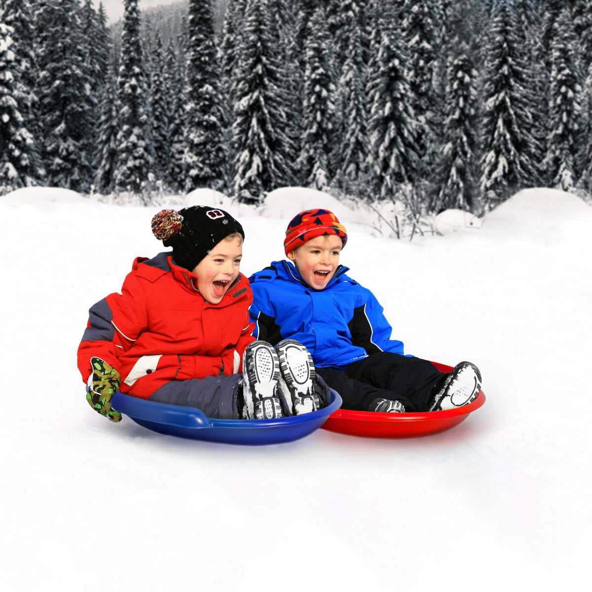 Spiral Kids' 1-Person Lightweight Plastic Winter Snow Saucer Sled/Toboggan