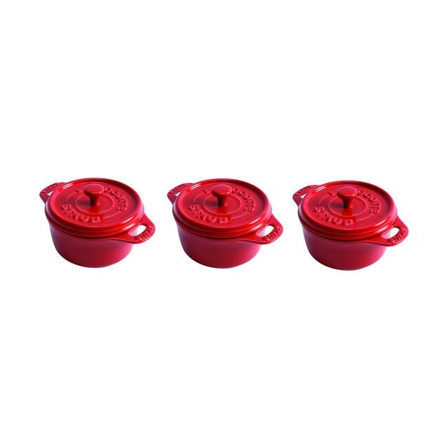 3 piece Cocotte Set Cherry