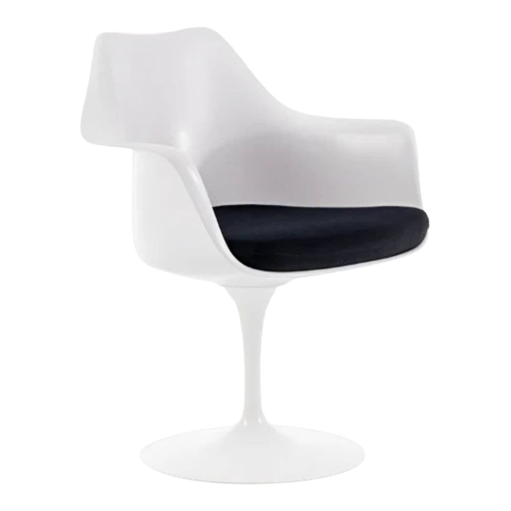Tulip Chair with Arm, Fiberglass, Black
