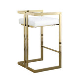 White Cushioned Harvey Stool with Gold Frame