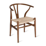 Wishbone Wood Dining Chair with Woven Seat, Walnut