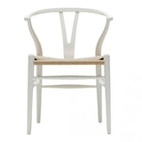 Wishbone Wood Dining Chair with Woven Seat, White