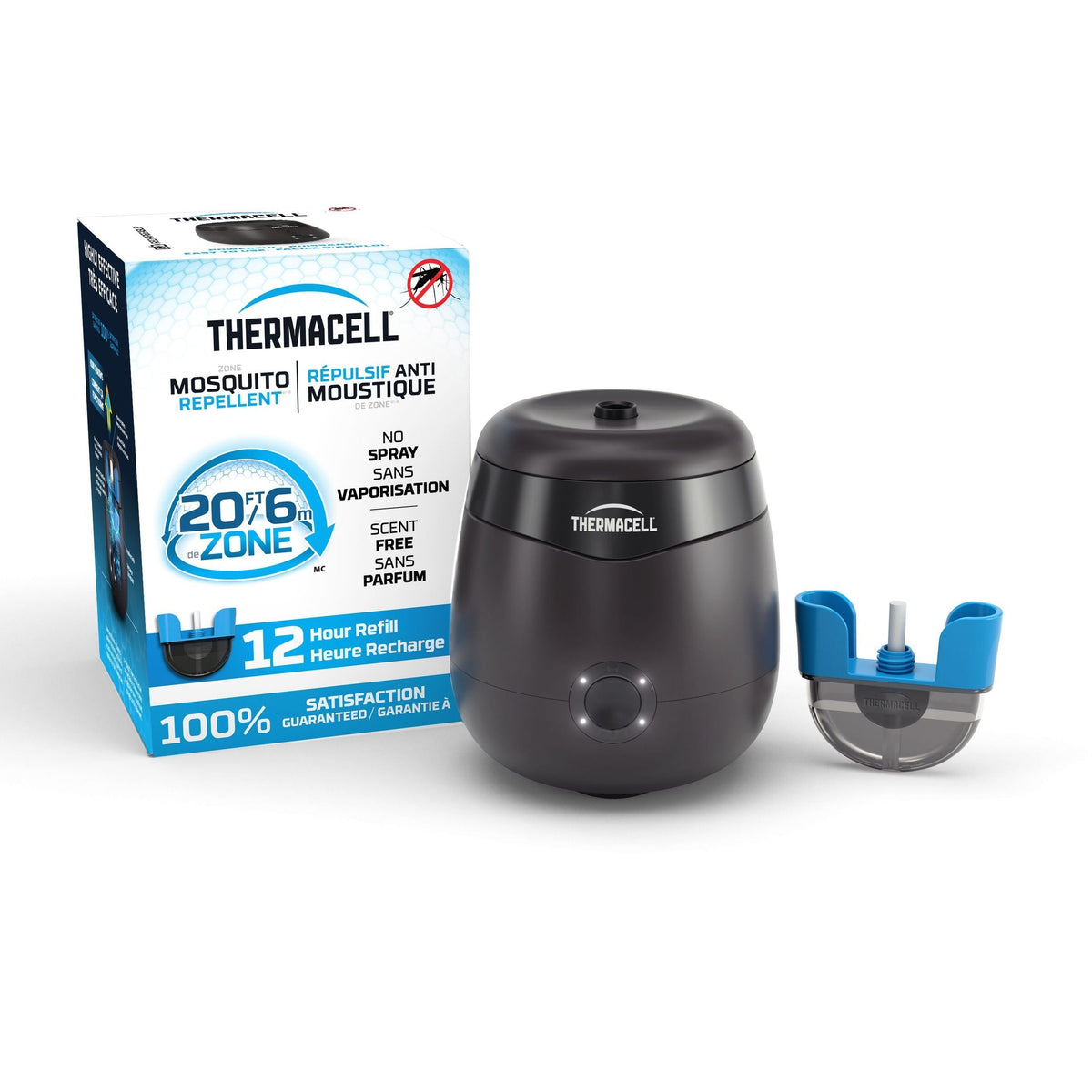 E-ZoneGuard Patio Rechargeable Mosquito Repeller with 12-Hr Refill and 5.5-Hr Battery, Charcoal