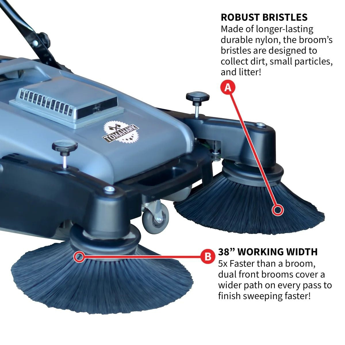 Commercial Push Sweeper & Hard Floor Cleaner, 38-in