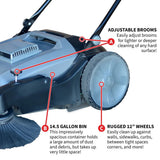 Commercial Push Sweeper & Hard Floor Cleaner, 38-in