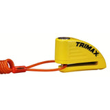 Alarmed Disc Lock with 8mm Pin, Yellow with Pouch & Cable