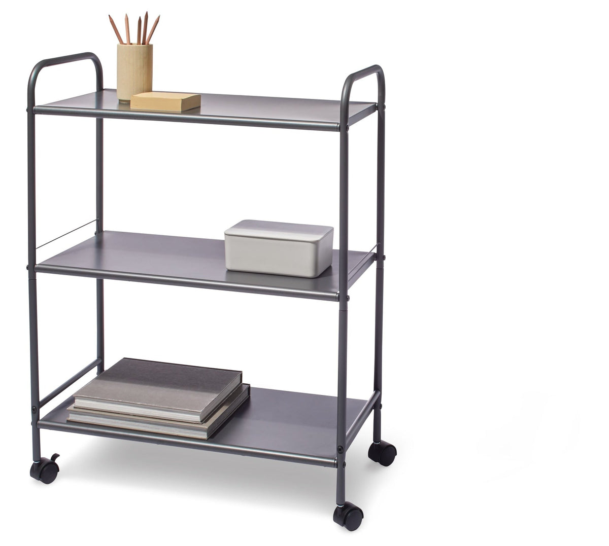 type A Radiant 3-Tier Utility Cart with Wheels, Grey