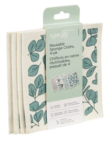 type A Reusable Sponge Cloths, 4-pk