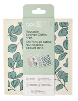 type A Reusable Sponge Cloths, 4-pk