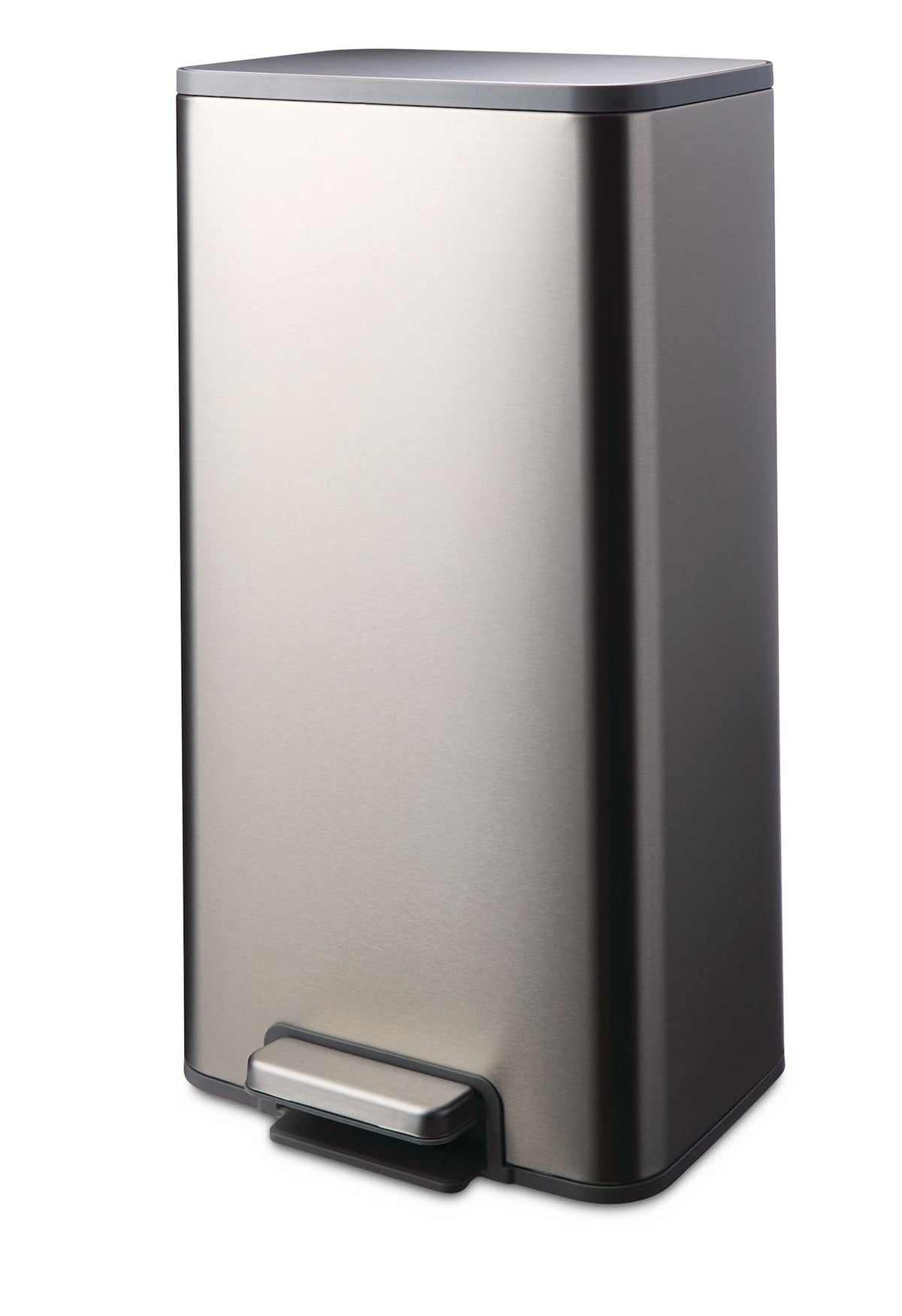 type A Wide Stainless Steel Rectangular Step Garbage Can with Slow Close Lid, 30-L