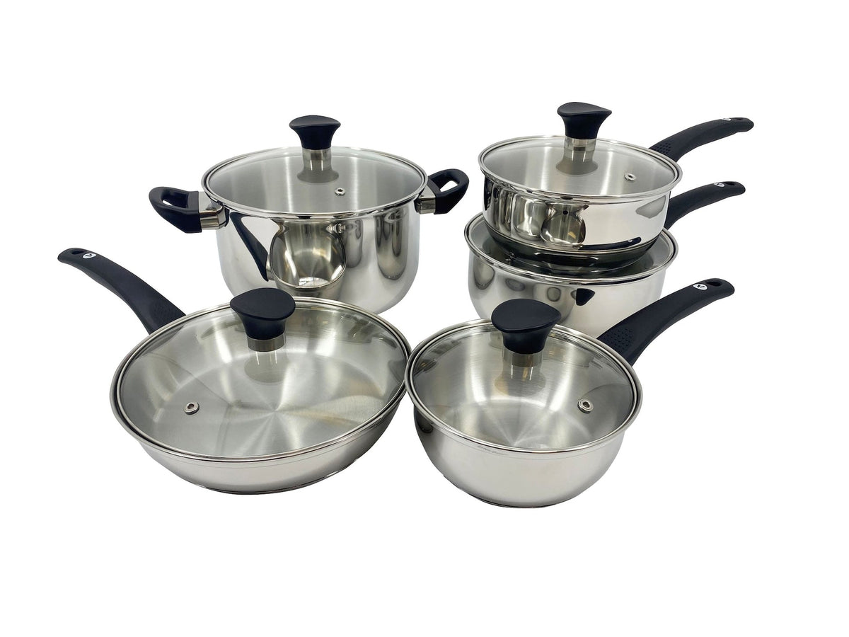 Everyday Series Premium Stainless Steel Cookware Set, Dishwasher & Oven-Safe, 10-pc