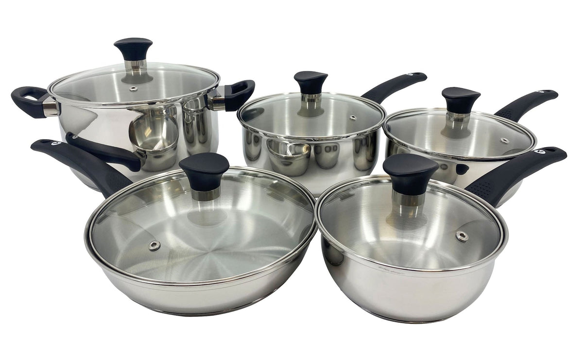 Everyday Series Premium Stainless Steel Cookware Set, Dishwasher & Oven-Safe, 10-pc