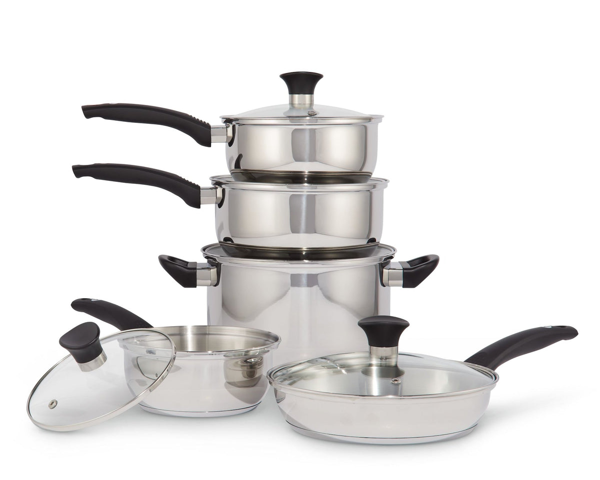 Everyday Series Premium Stainless Steel Cookware Set, Dishwasher & Oven-Safe, 10-pc
