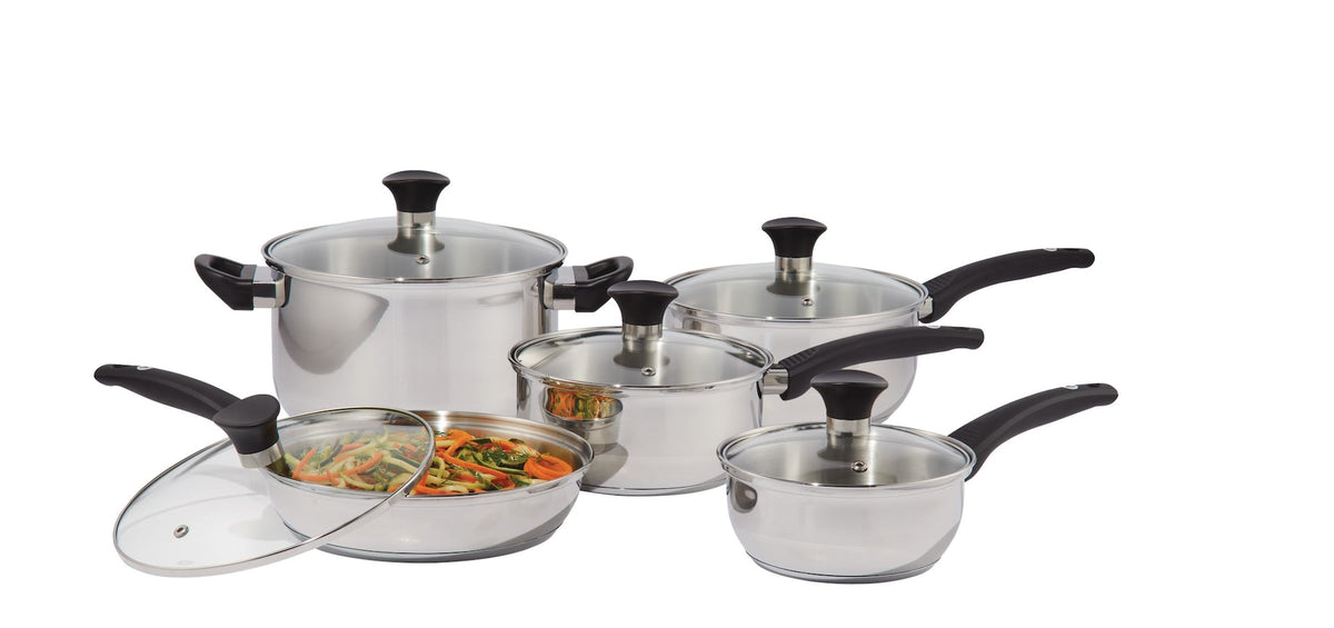 Everyday Series Premium Stainless Steel Cookware Set, Dishwasher & Oven-Safe, 10-pc