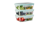 Glass Clip Food Storage Container Set with Compartments and Leakproof Lids, 3 Count