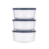 Round Glass Food Storage Container Set with Lids, 6-pc