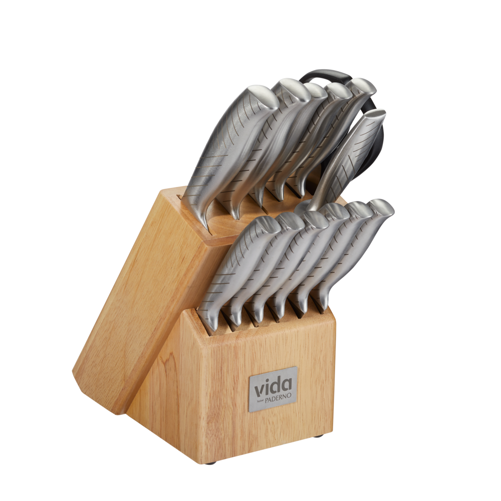 Stainless Steel Knife Block Set, Ergonomic Grip, 14-pc