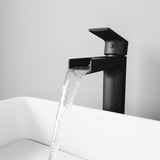 Amada Single Handle Vessel Sink Bathroom Faucet, Matte Black