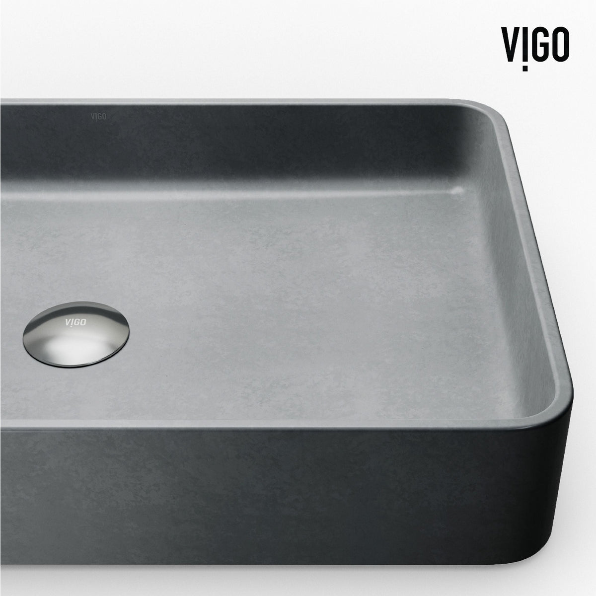 Basilica Gothic Grey Bathroom Sink/Basin Set with Sterling Faucet and Rectangular Vessel
