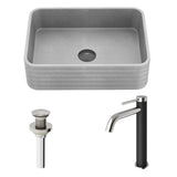 Cadman Grey Bathroom Sink/Basin Set with Lexington Faucet and Rectangular Vessel