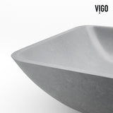 Duomo Gothic Grey Bathroom Sink/Basin Set with Dunn Faucet and Rectangular Vessel