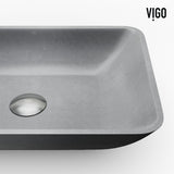Duomo Gothic Grey Bathroom Sink/Basin Set with Dunn Faucet and Rectangular Vessel