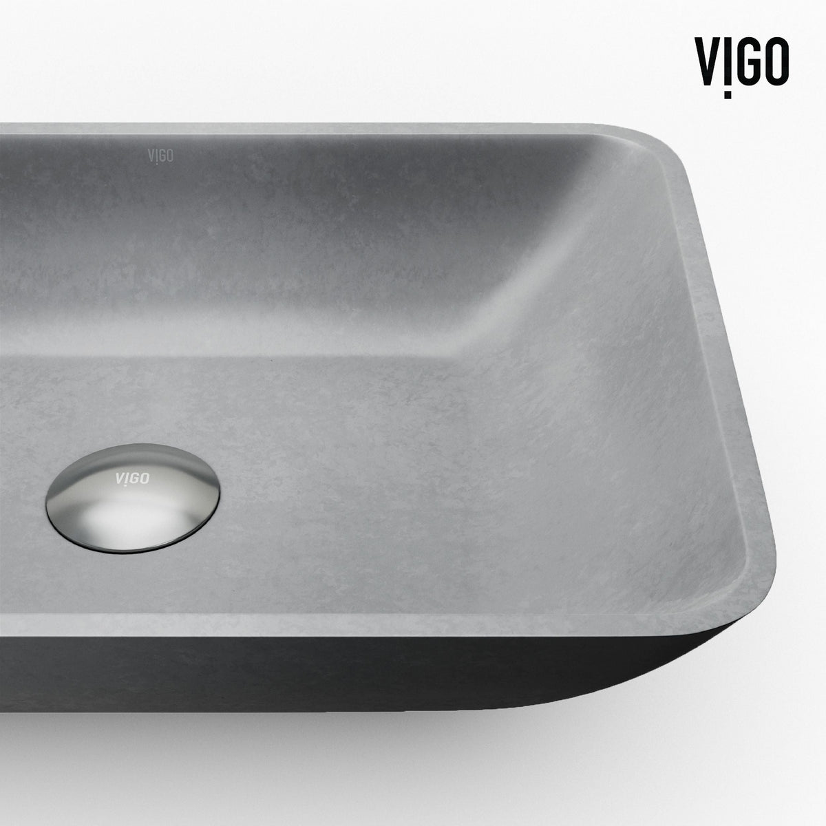 Duomo Gothic Grey Bathroom Sink/Basin Set with Dunn Faucet and Rectangular Vessel