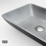 Duomo Gothic Grey Bathroom Sink/Basin Set with Dunn Faucet and Rectangular Vessel