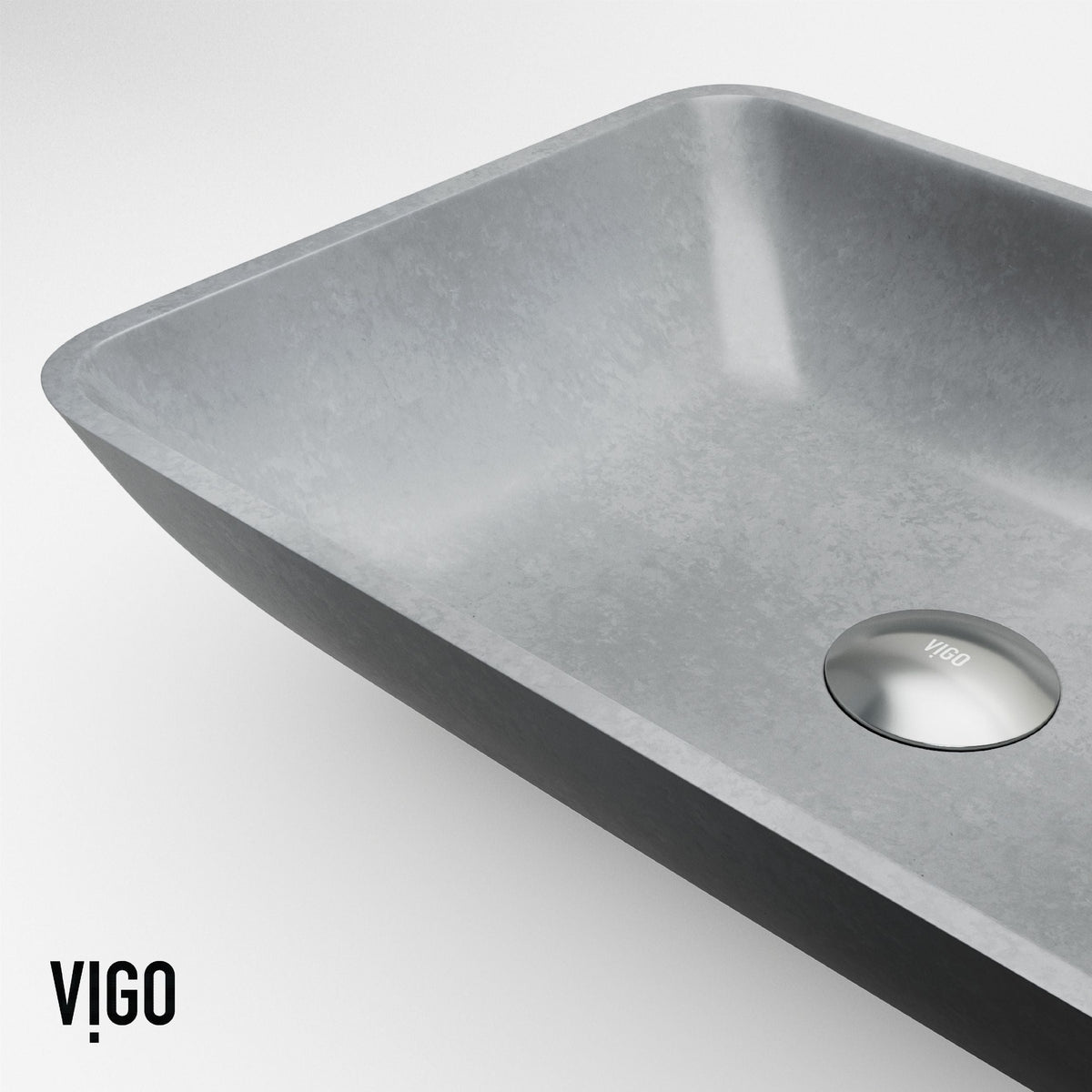 Duomo Gothic Grey Bathroom Sink/Basin Set with Dunn Faucet and Rectangular Vessel