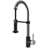 Edison Single Handle Pull Down Kitchen Faucet, Stainless Steel/Matte Black