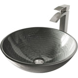 Glass Simply Silver Bathroom Sink/Basin Set with Duris Faucet and Round Vessel
