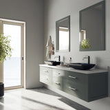 Glass Turquoise Water Bathroom Sink/Basin Set with Lexington Faucet and Rectangular Vessel