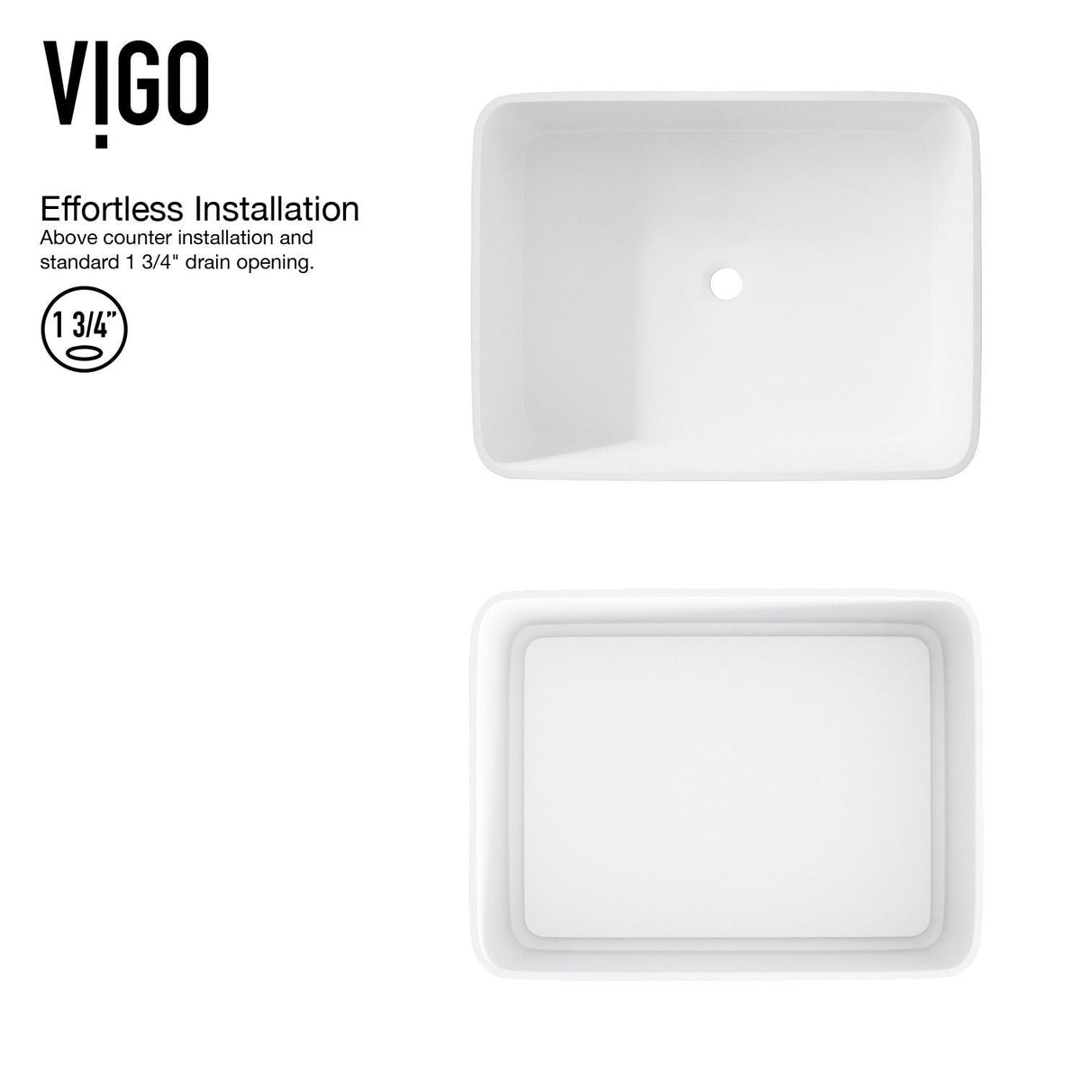 Jasmine White Bathroom Sink/Basin Set with Olus Wall Mount Faucet and Rectangular Composite Vessel