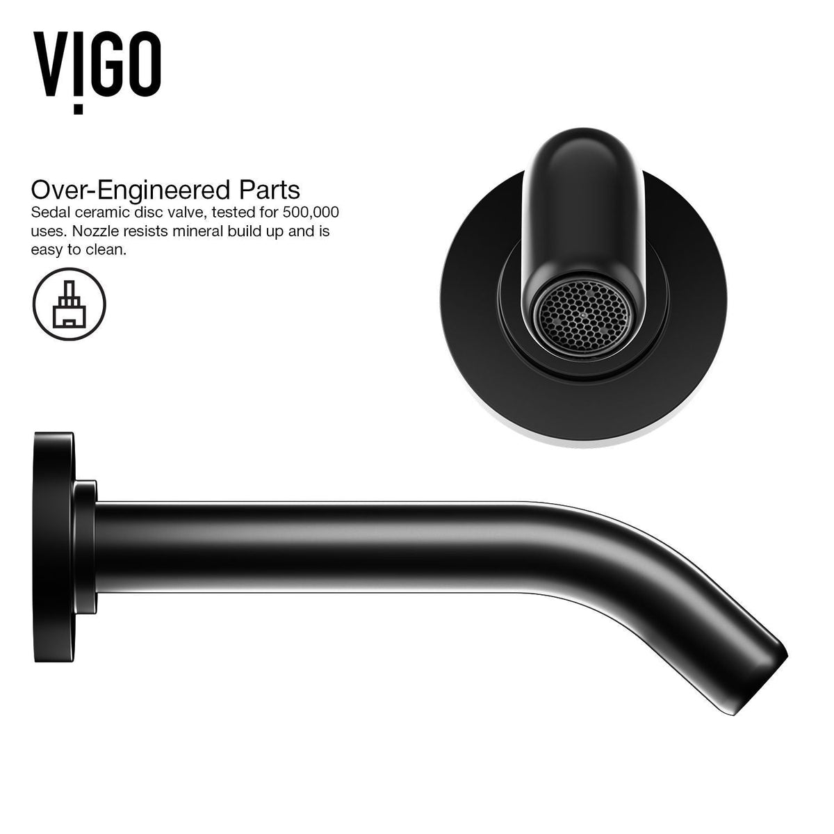 Jasmine White Bathroom Sink/Basin Set with Olus Wall Mount Faucet and Rectangular Composite Vessel