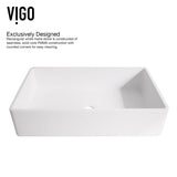 Magnolia White Bathroom Sink/Basin Set with Amada Faucet and Rectangular Composite Vessel
